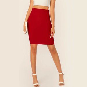 NWOT Mini Red Skirt Women Stretch High Rise Small